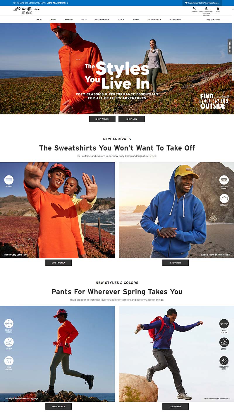 Eddie Bauer 艾迪堡-美国户外服饰品牌网站