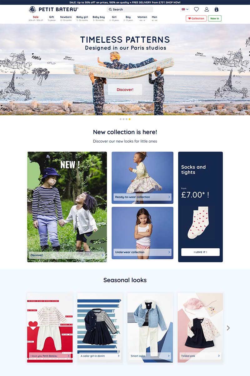 Petit Bateau UK 法国婴幼童装品牌英国官网