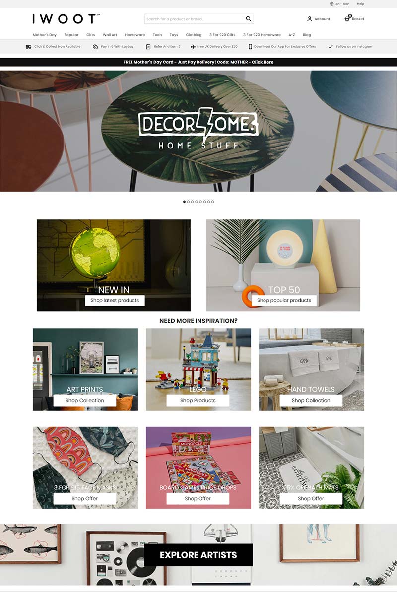 IWOOT 英国创意小礼品购物网站
