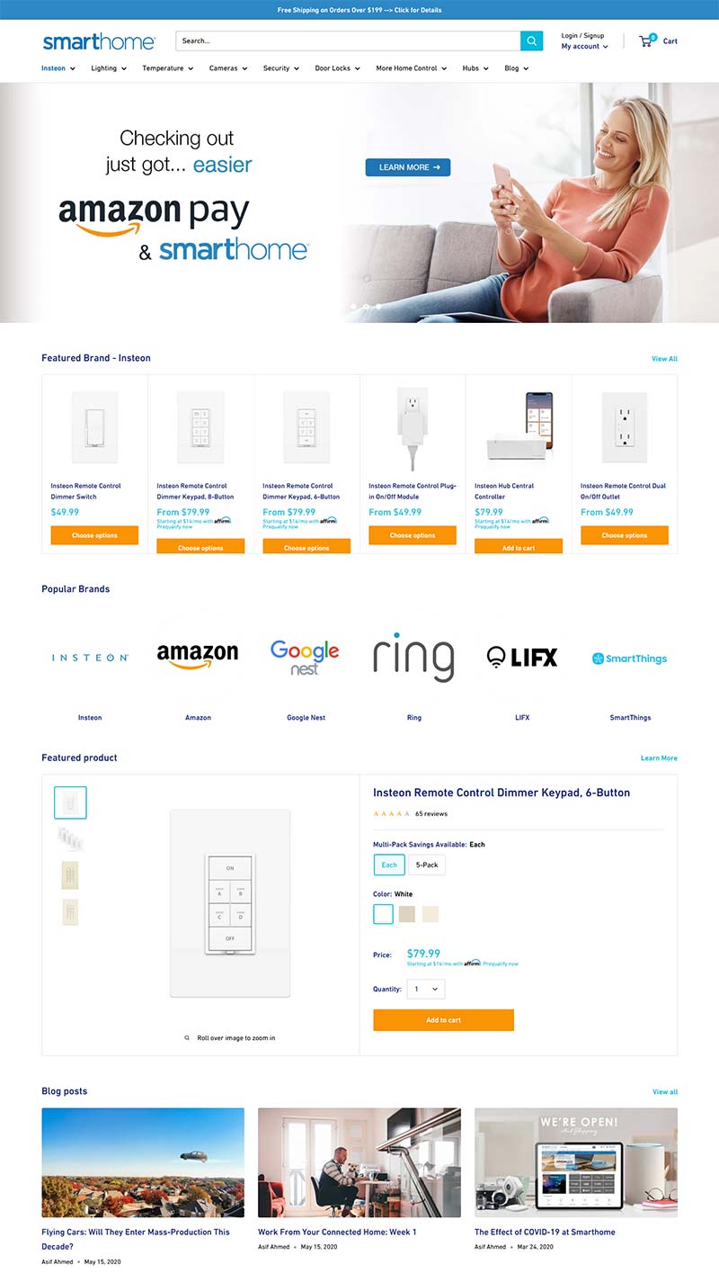 Smart Home 美国家庭自动化产品购物网站