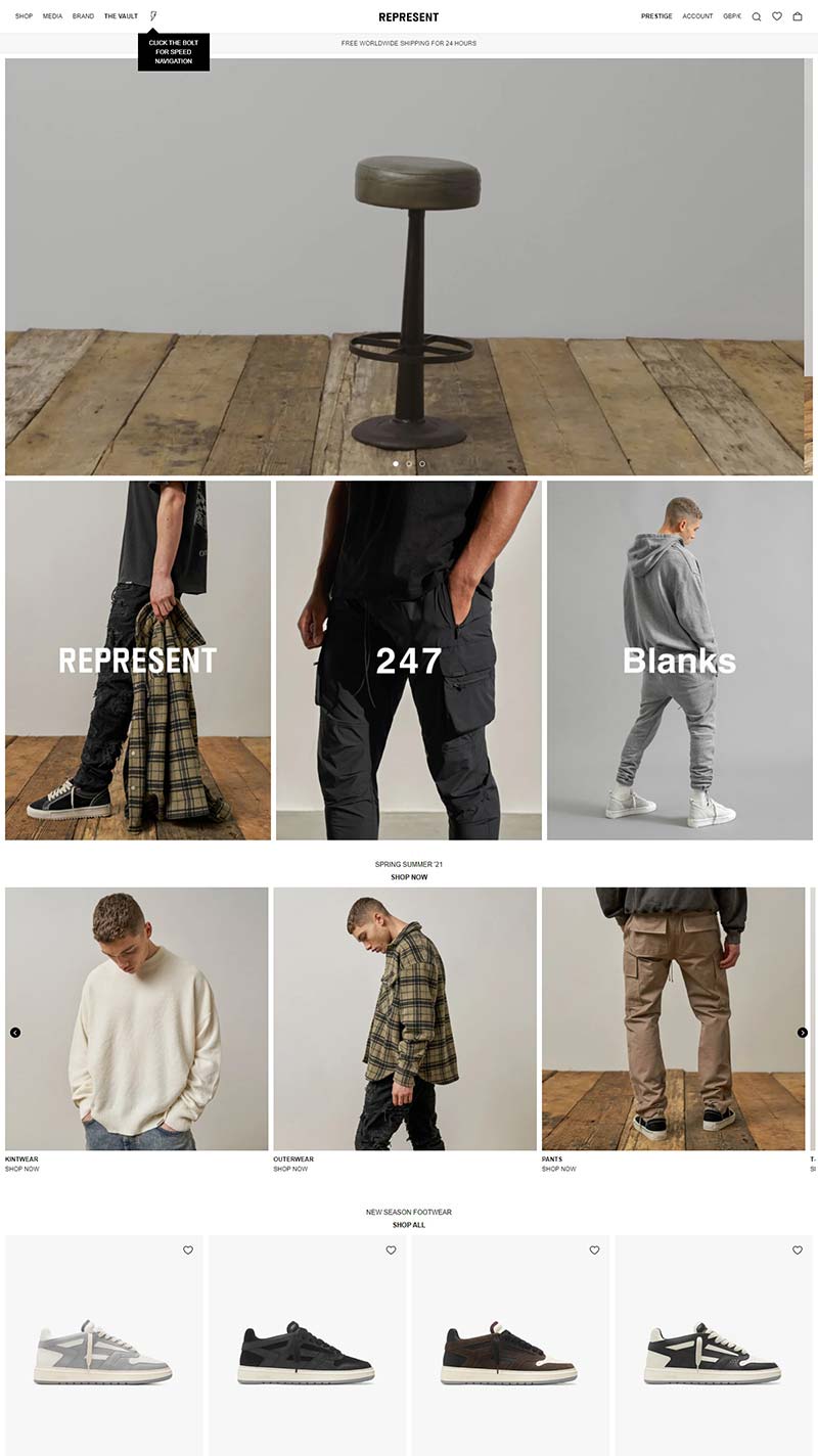 Represent Clothing 英国服饰品牌购物网站