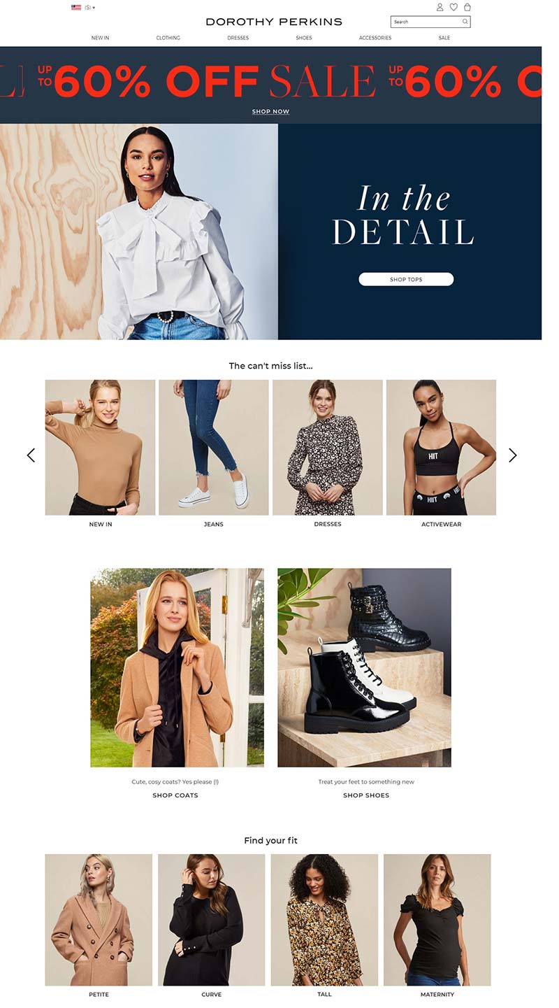 Dorothy Perkins US 英国时尚女装品牌美国网站