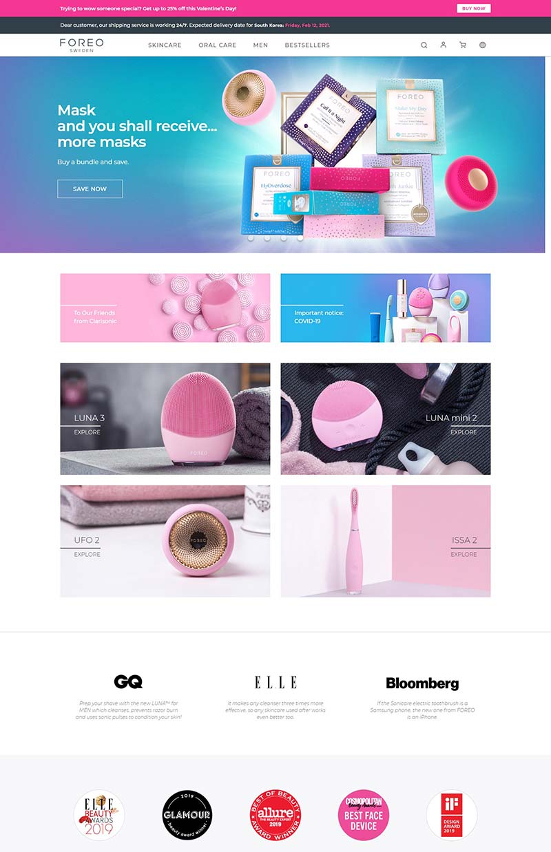 Foreo 瑞典洁面仪品牌购物网站