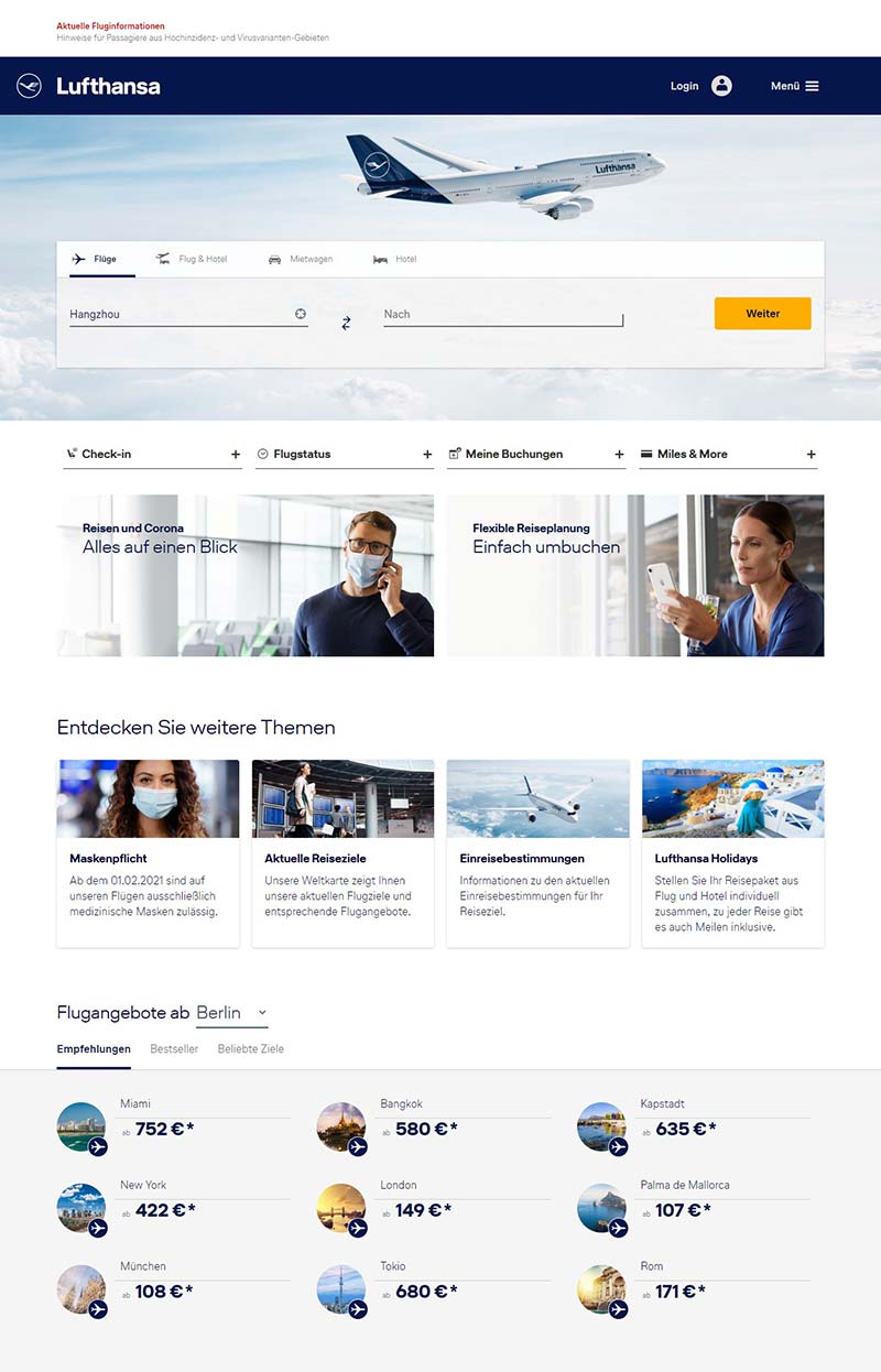 Lufthansa 汉莎航空-英国五星级航空机票预定网站