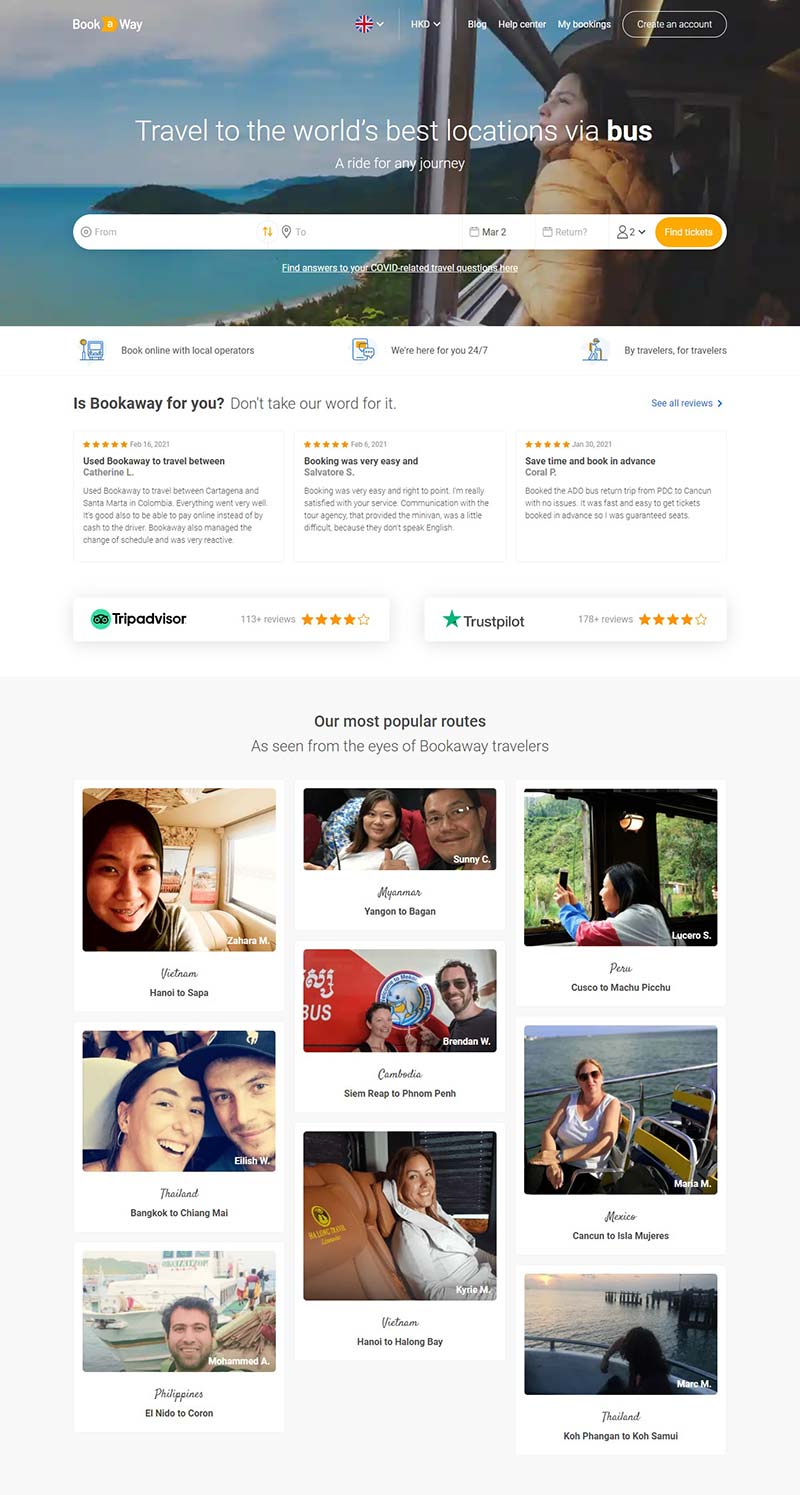 Bookaway 英国在线交通预订网站