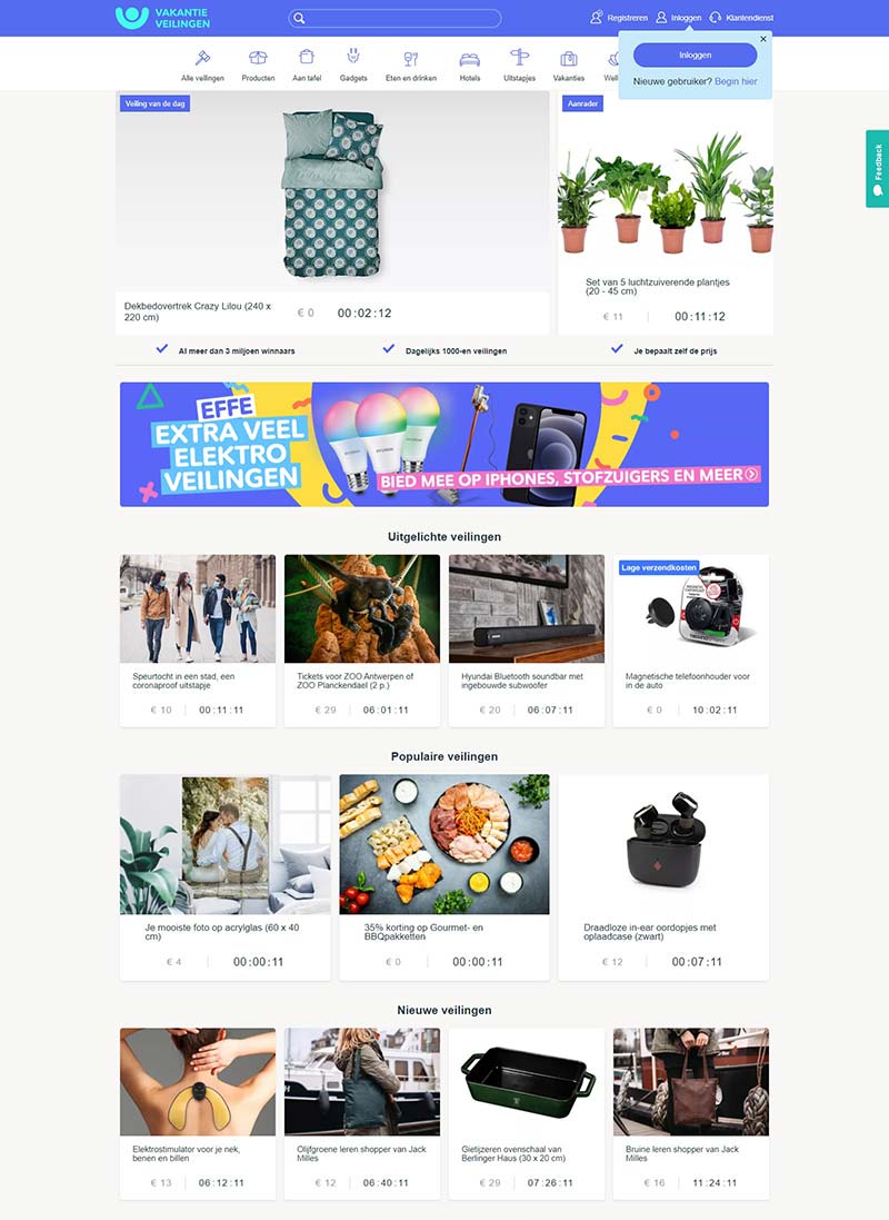 VakantieVeilingen BE 荷兰在线拍卖比利时官网