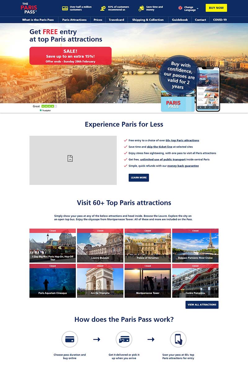 The Paris Pass 法国巴黎旅游通票预订网站