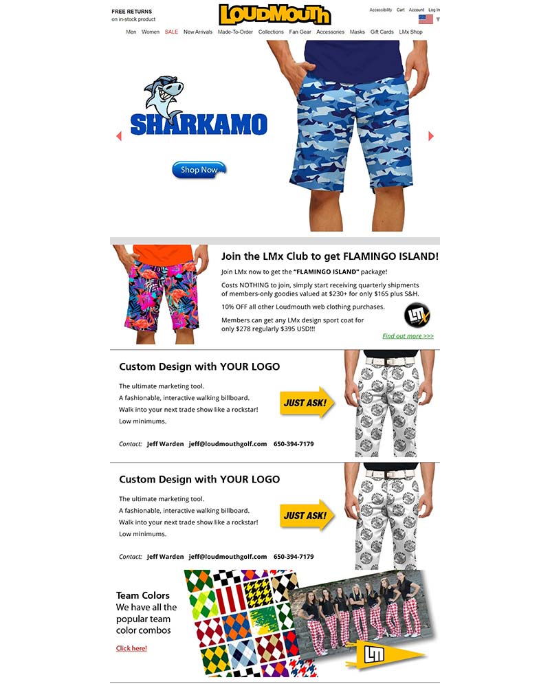 Loudmouth Golf 美国高尔夫休闲服饰品牌网站