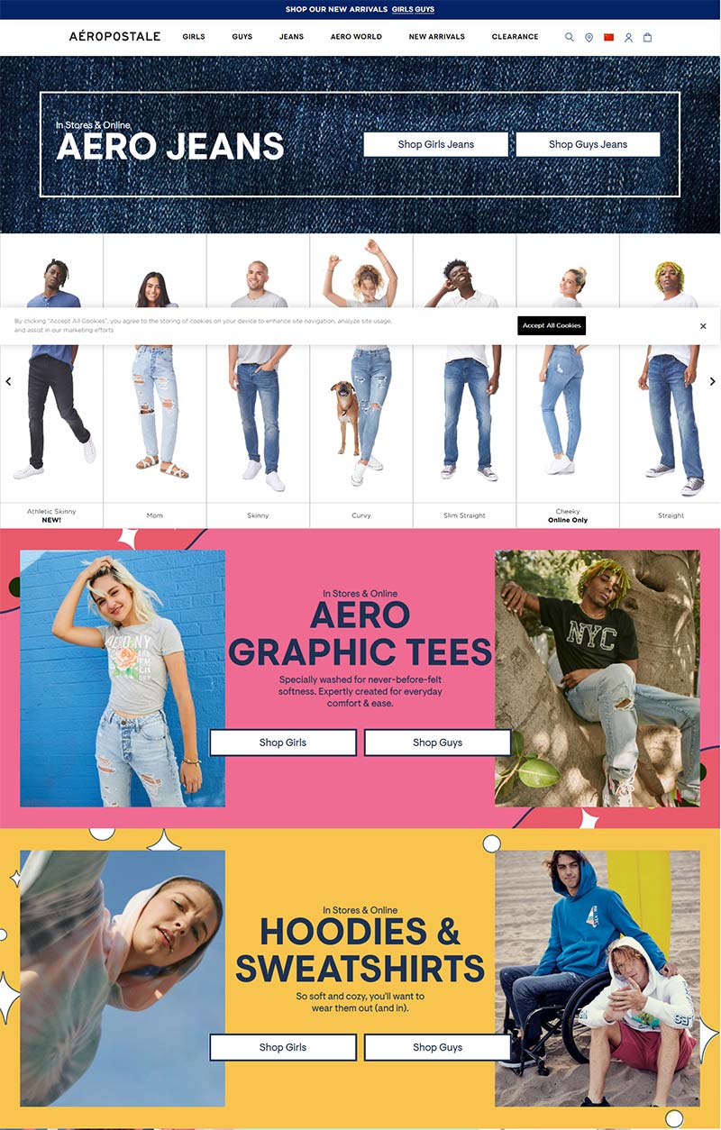 Aeropostale 美国校园服饰品牌网站