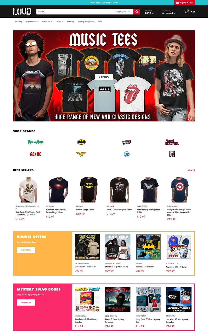 Loud Clothing 美国乐队T恤品牌网站