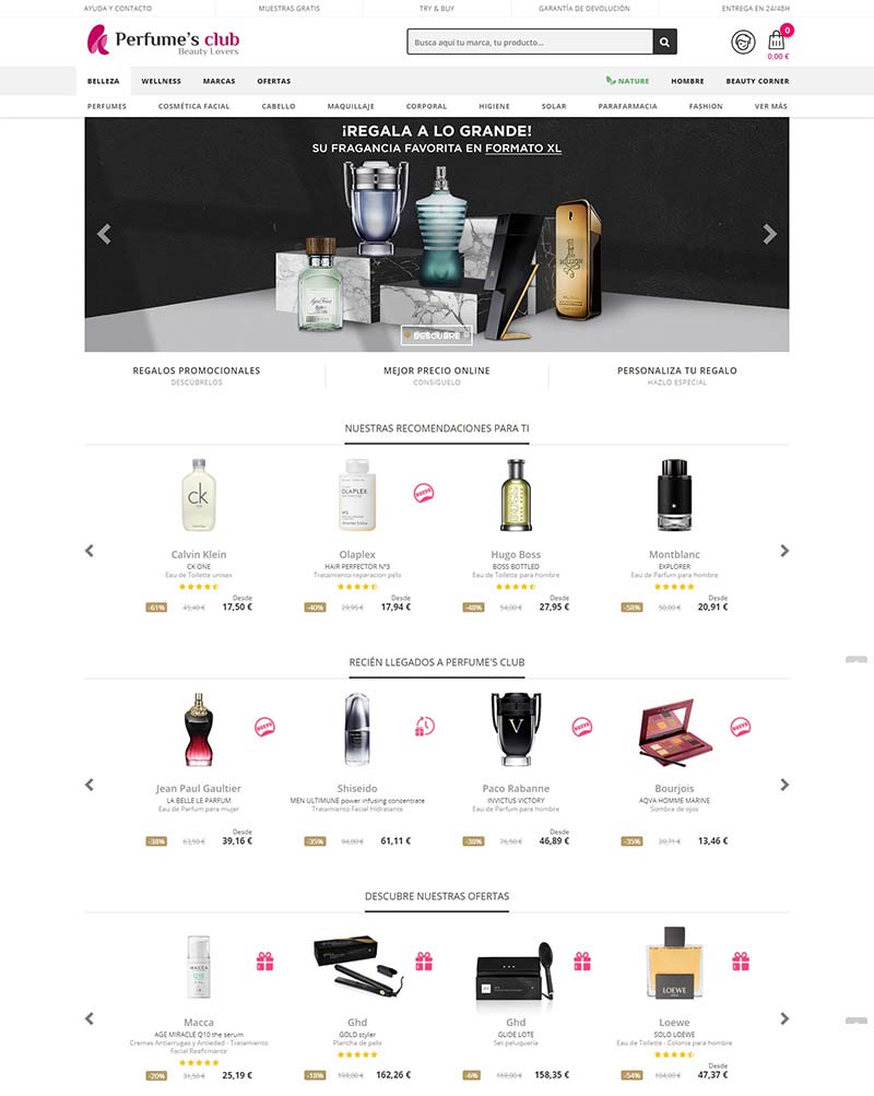 Perfumes club 西班牙品牌护肤品购物网站