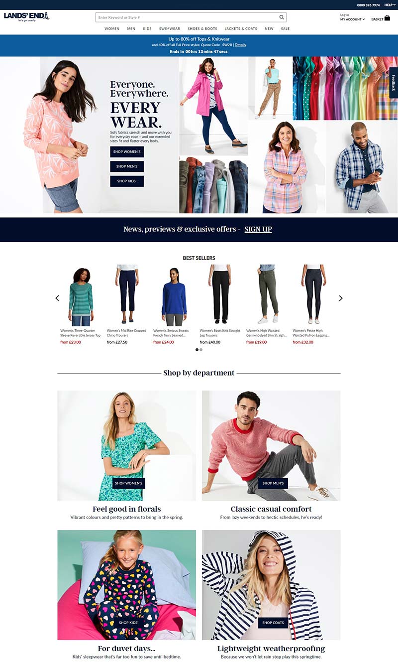 Land's End UK 美国平价服装品牌英国官网