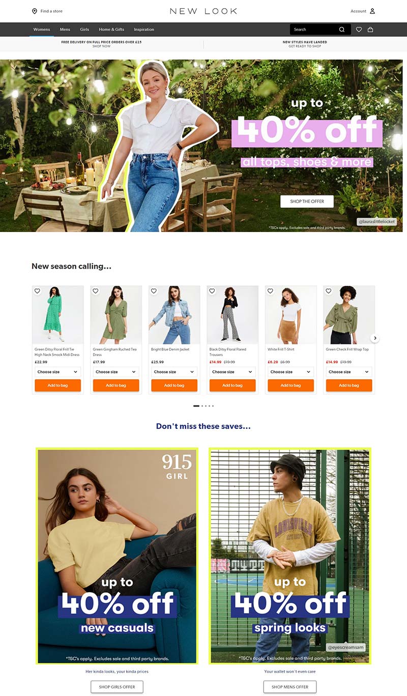 NEW LOOK 英国潮流时装品牌购物网站