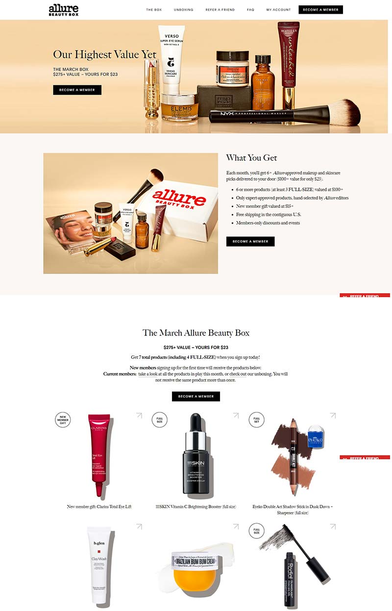 Allure Beauty Box 美国美妆盒子订阅网站