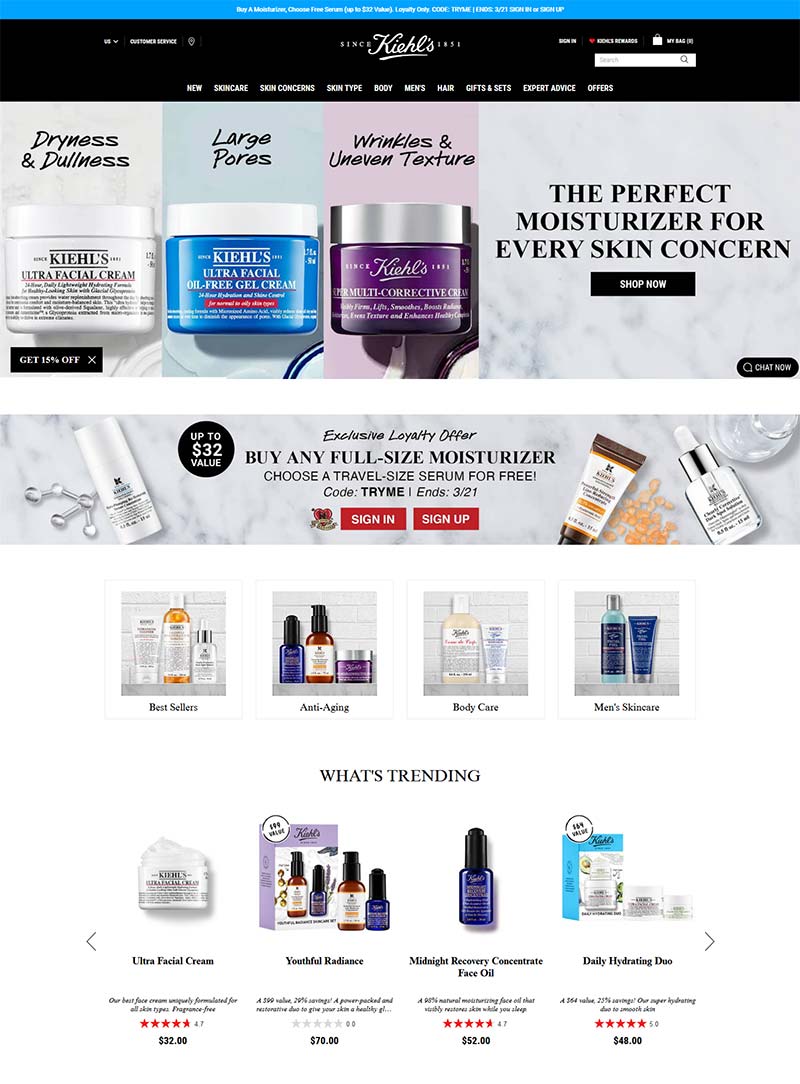 Kiehl's 美国科颜氏/契尔氏化妆品牌网站