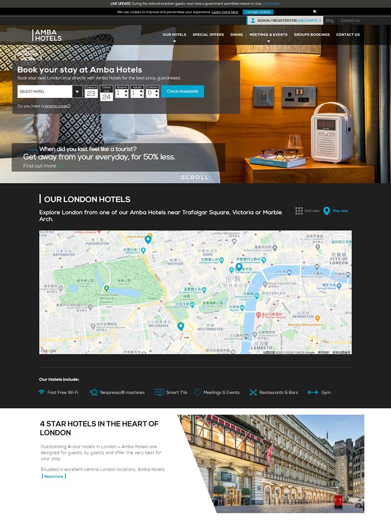 Amba Hotels 英国伦敦四星级酒店预订网站