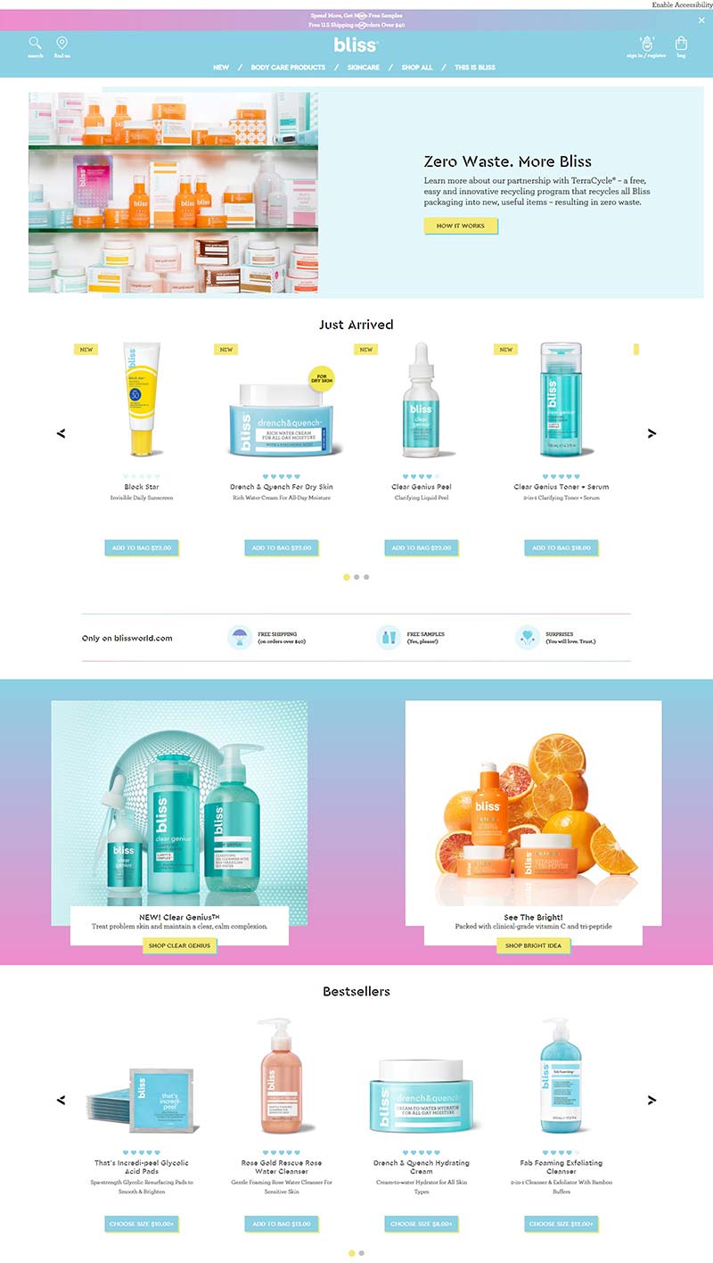 Bliss 美国星级彩妆品牌购物网站
