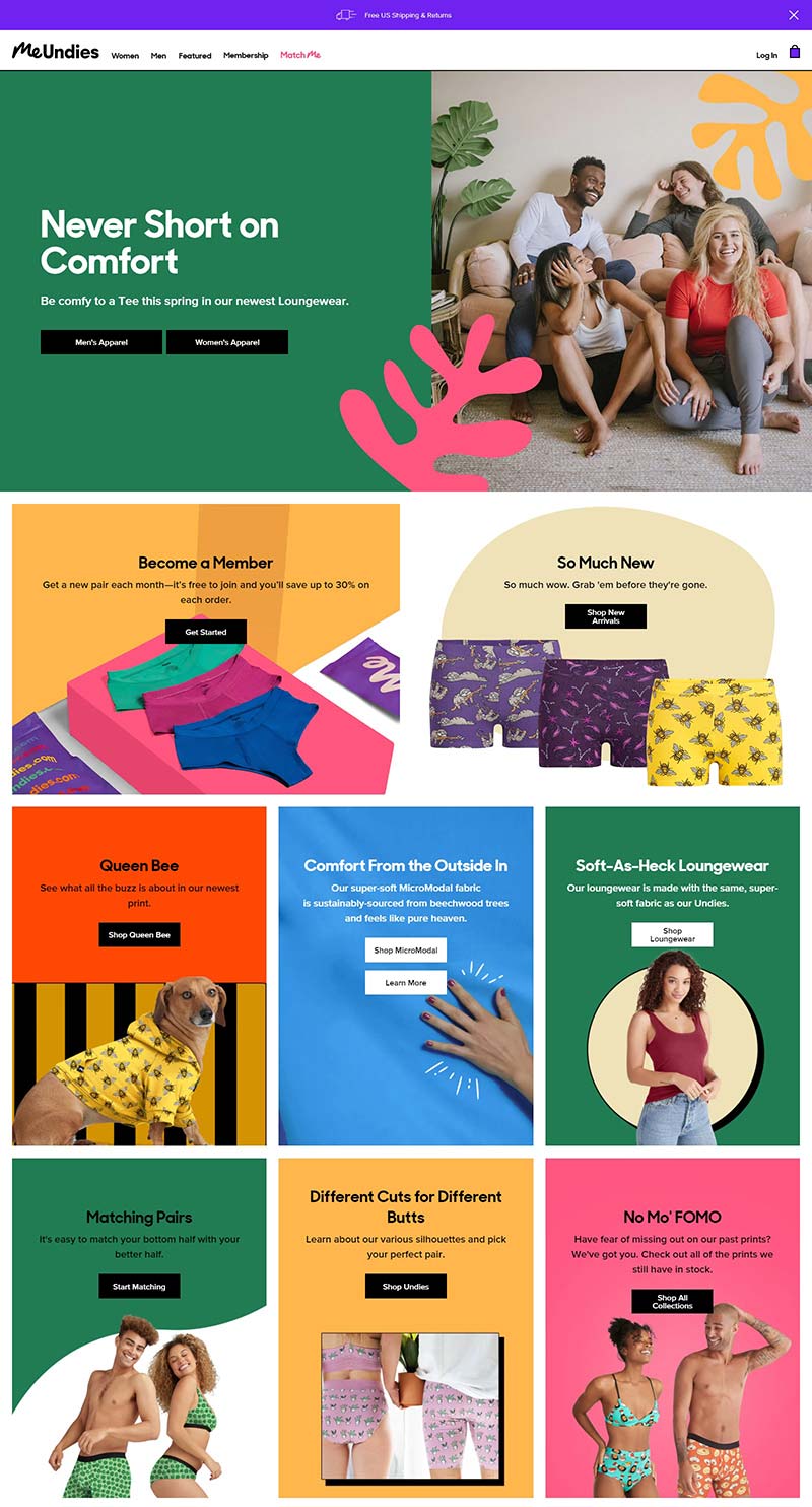 MeUndies 美国品牌内衣购物网站