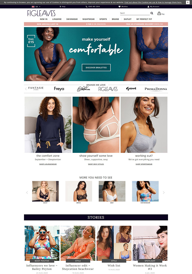 Figleaves UK 英国居家服饰品牌购物网站