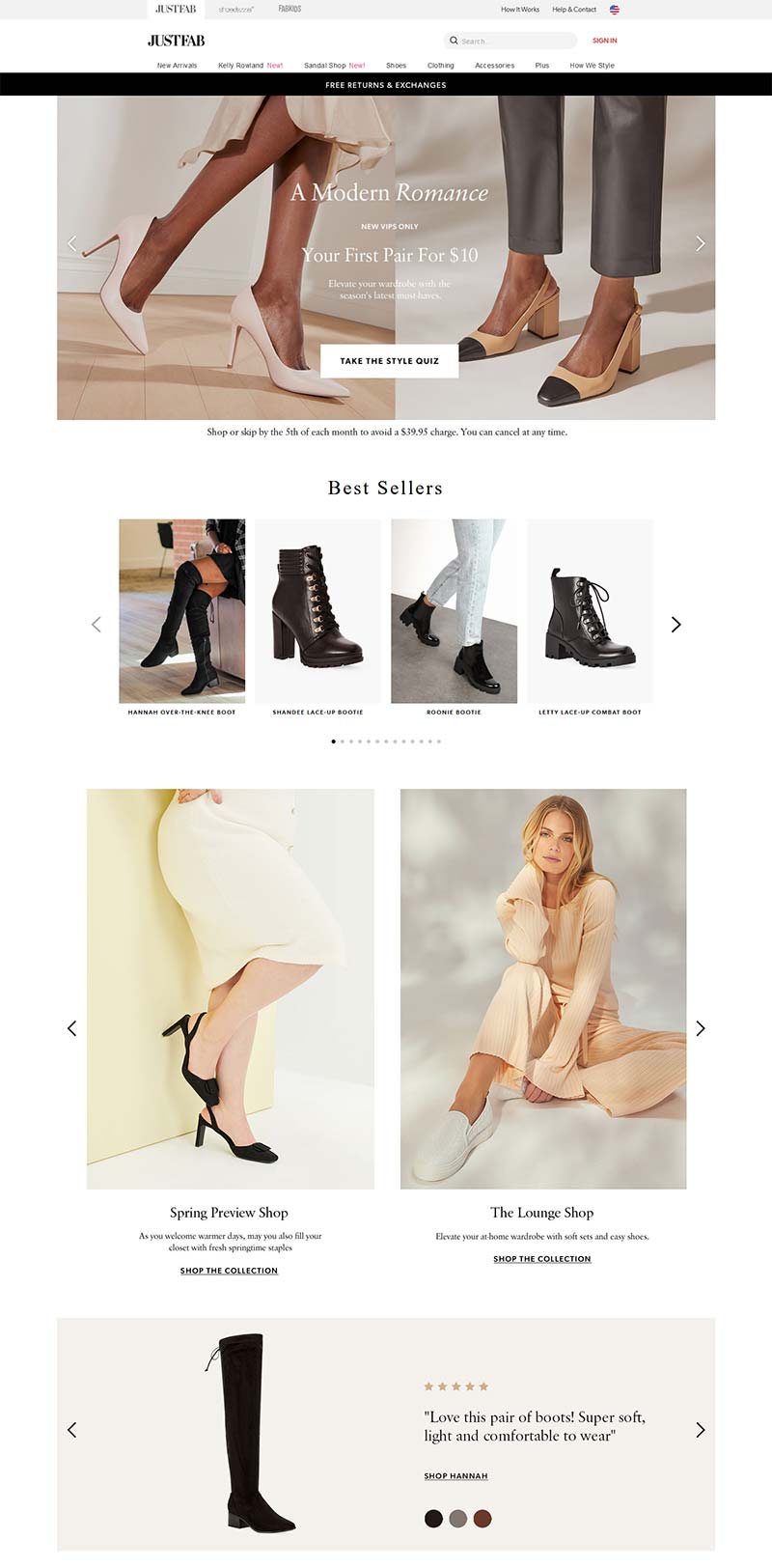 JustFab 美国时尚鞋履购物网站