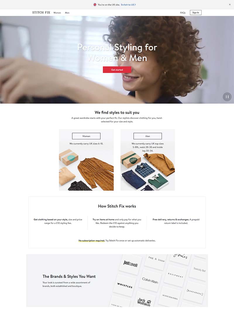Stitch Fix UK 美国服饰品牌英国官网