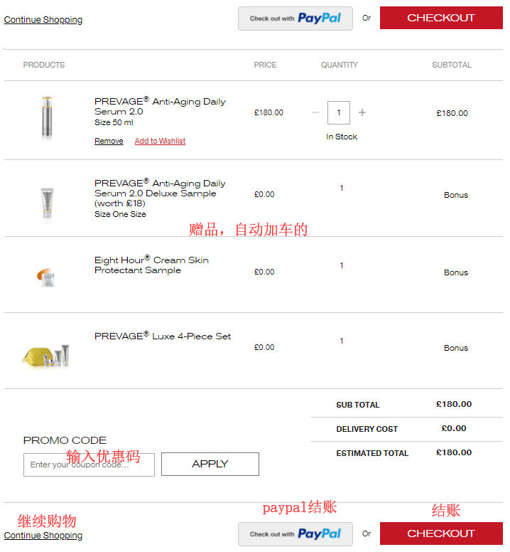 Elizabeth Arden View Shopping Cart