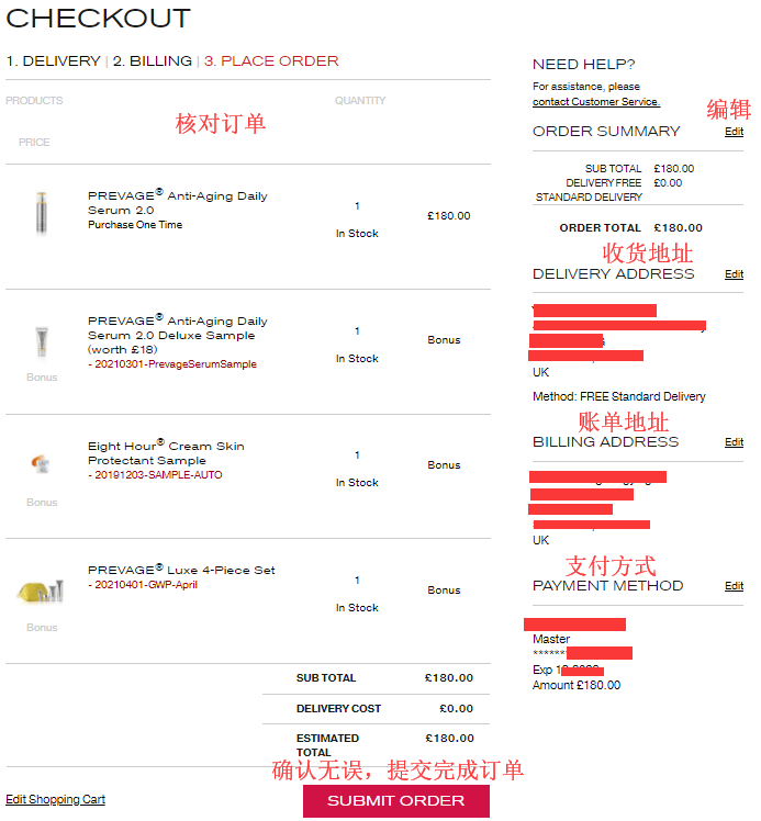 Elizabeth Arden Submit Order