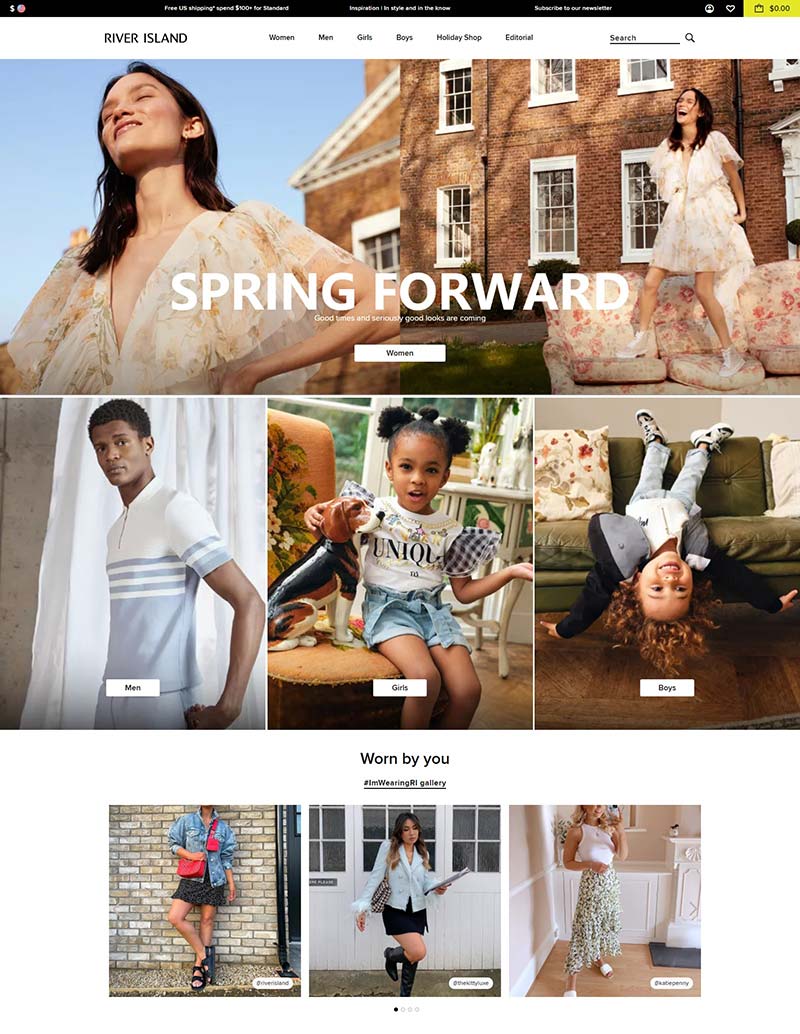 River Island US 英国高街品牌服饰购物网站