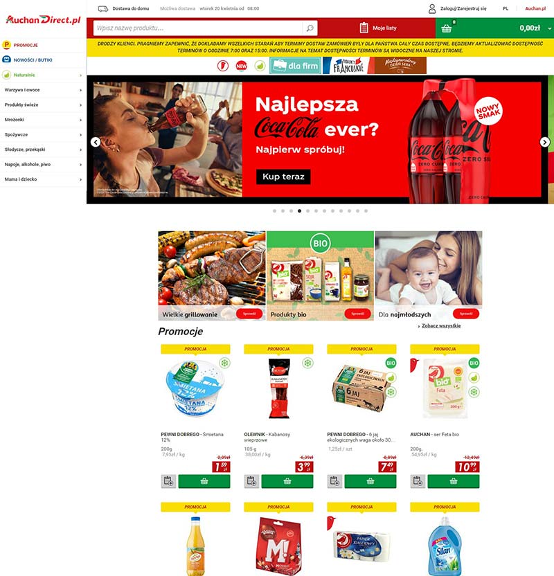 Auchan direct 波兰日用百货购物网站