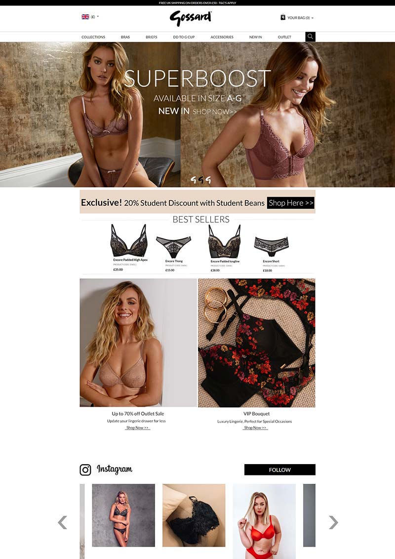 Gossard 英国品牌内衣购物网站