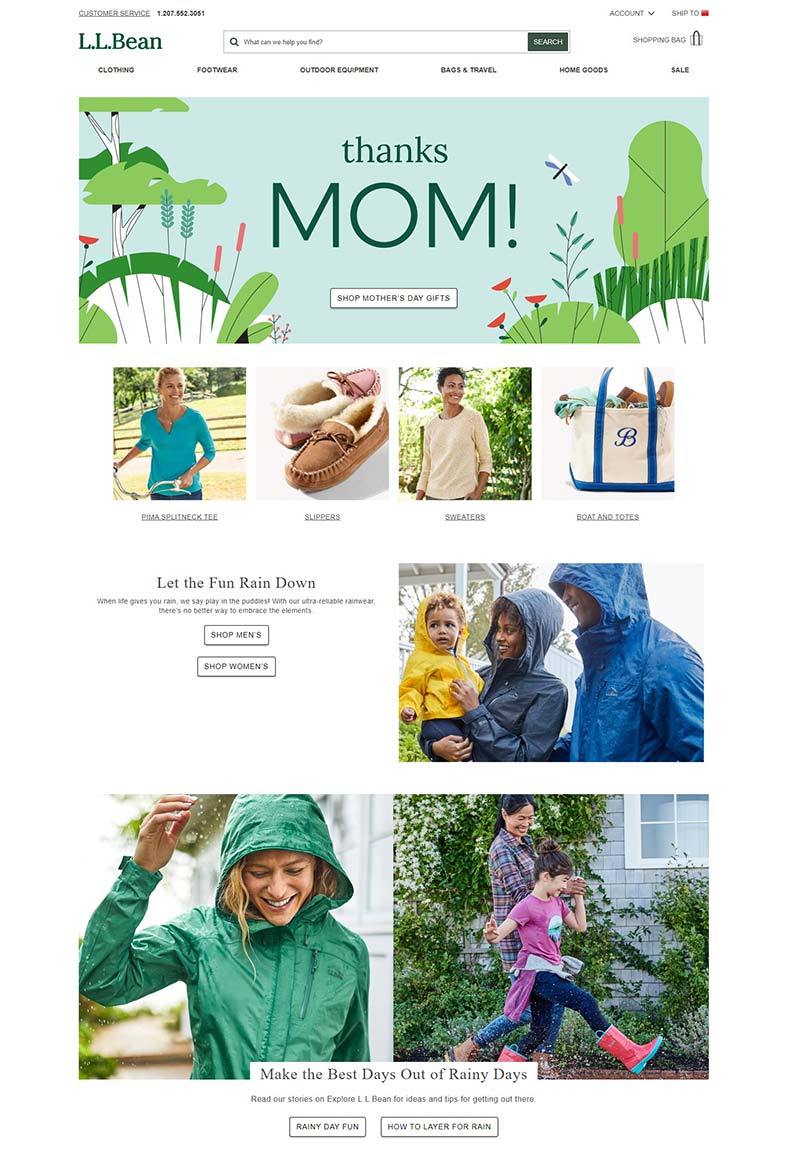 L.L.Bean 美国户外用品品牌购物网站