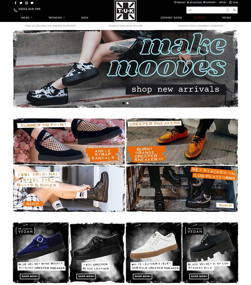 Tuk Shoes 英国朋克潮鞋品牌购物网站