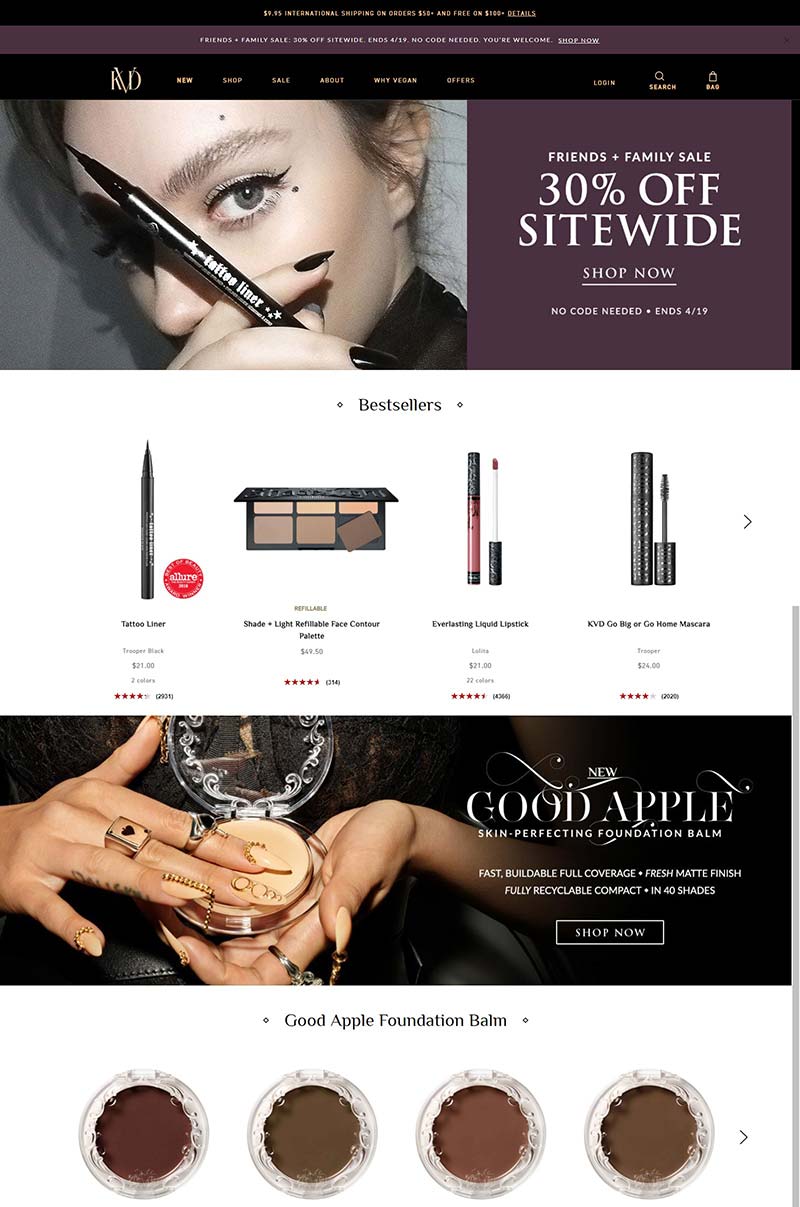 KVD Vegan Beauty 美国品牌护肤品购物网站