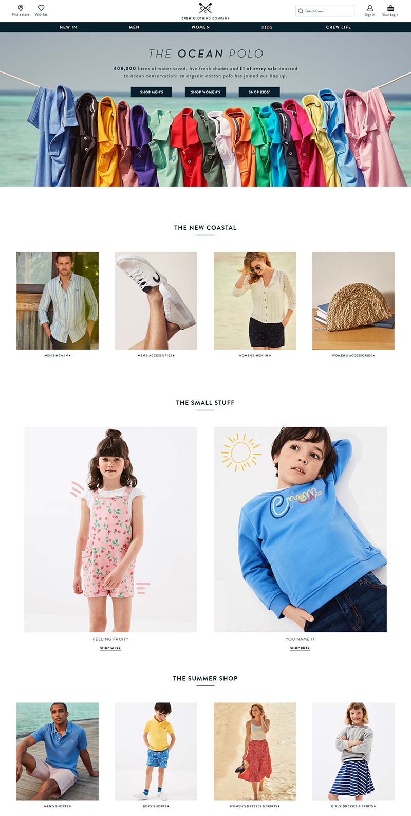 Crew Clothing 英国时尚服饰品牌购物网站