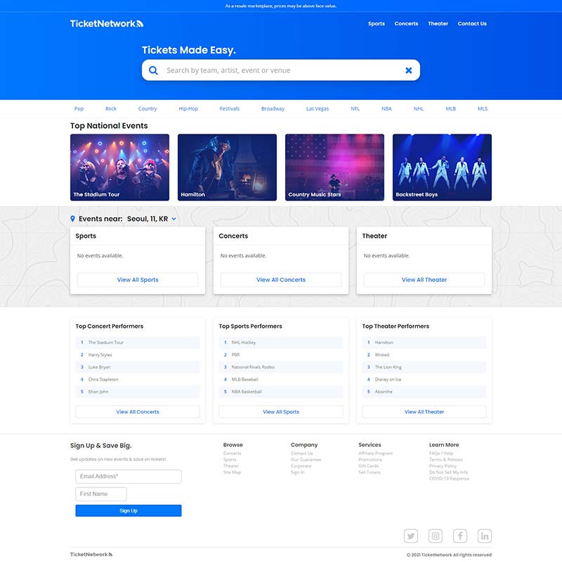 TicketNetwork 美国在线票务预订网站
