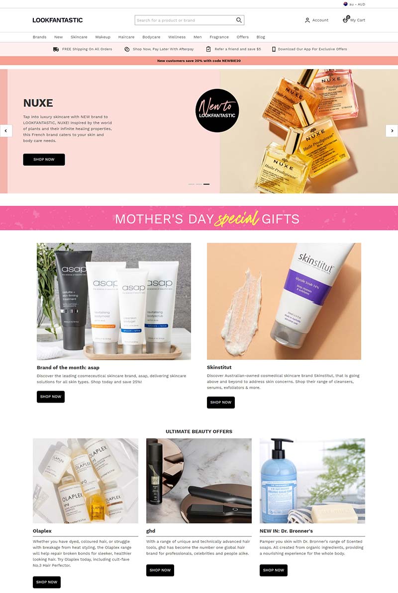 Lookfantastic AU 英国品牌护肤品澳大利亚官网