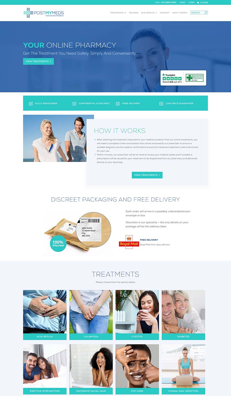 PostMyMeds Pharmacy 英国在线药房品牌网站