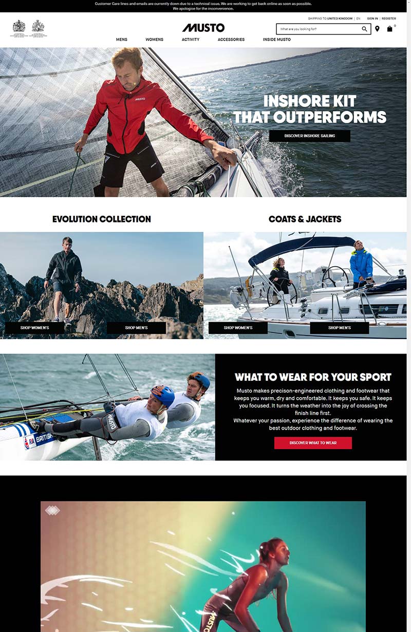 Musto 英国专业户外服饰品牌网站