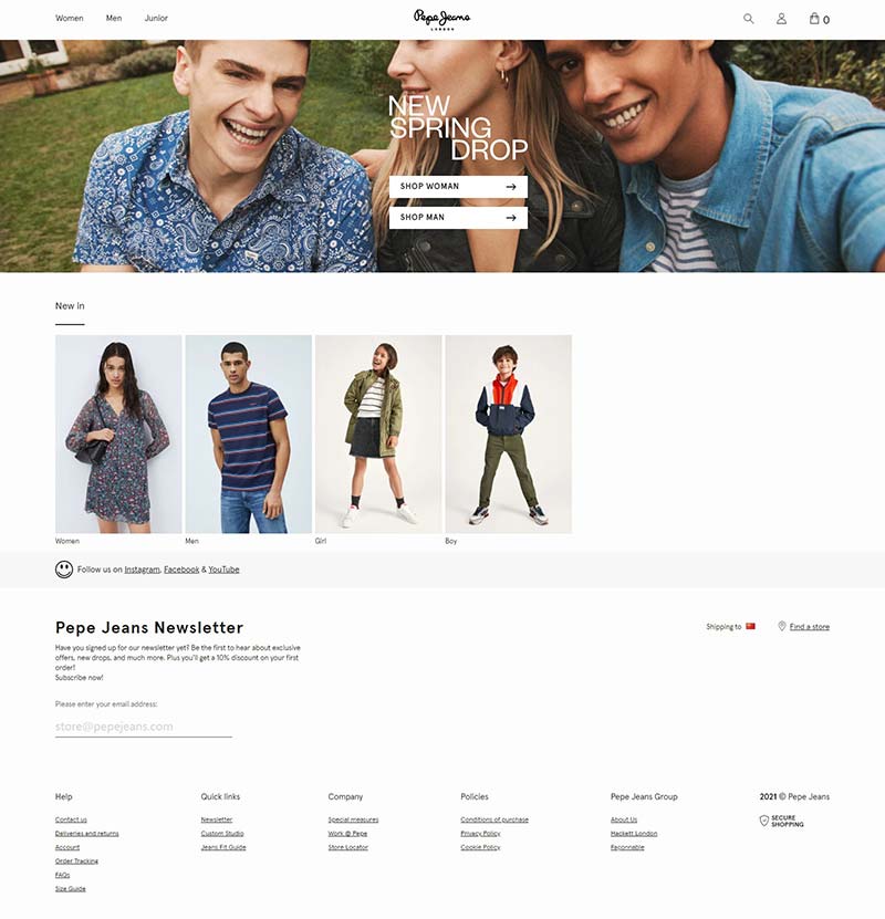 Pepe Jeans 英国牛仔休闲服饰品牌网站