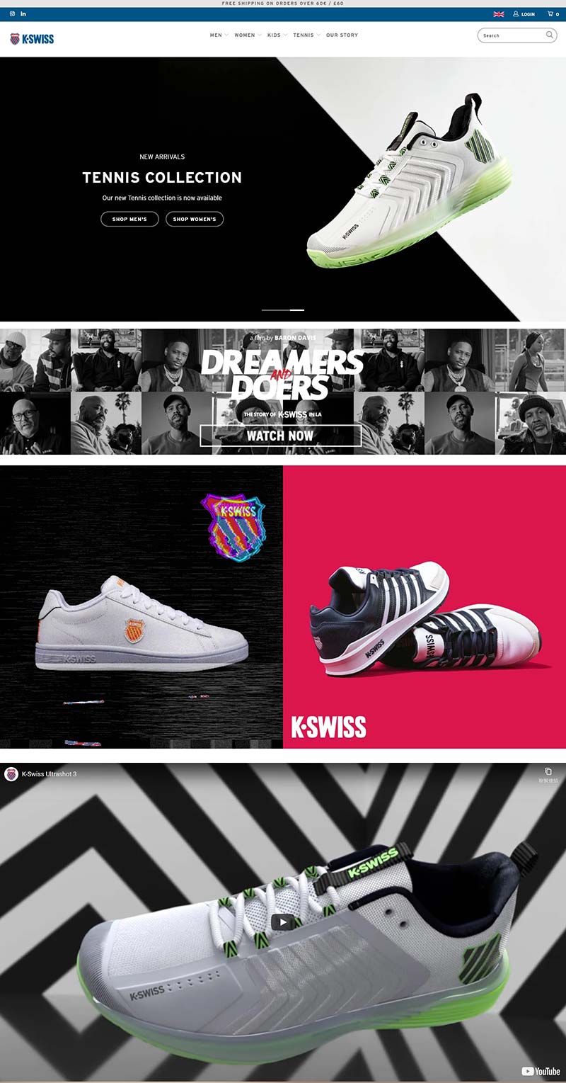 K-Swiss UK 美国休闲运动鞋品牌英国官网