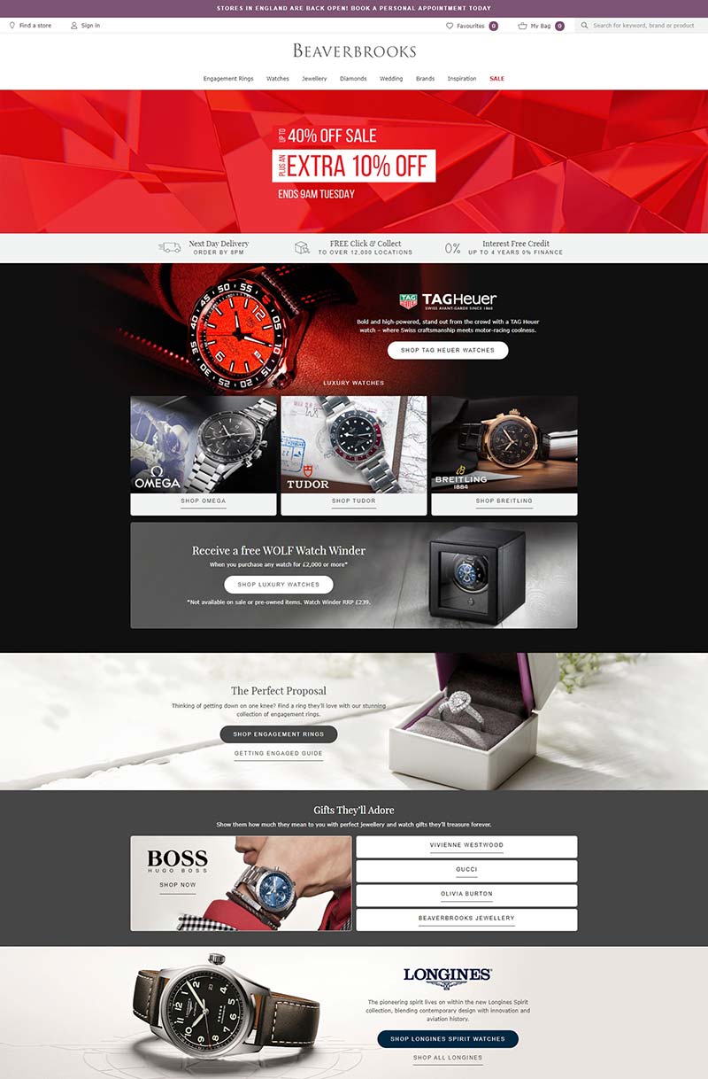 Beaverbrooks 英国珠宝品牌购物网站