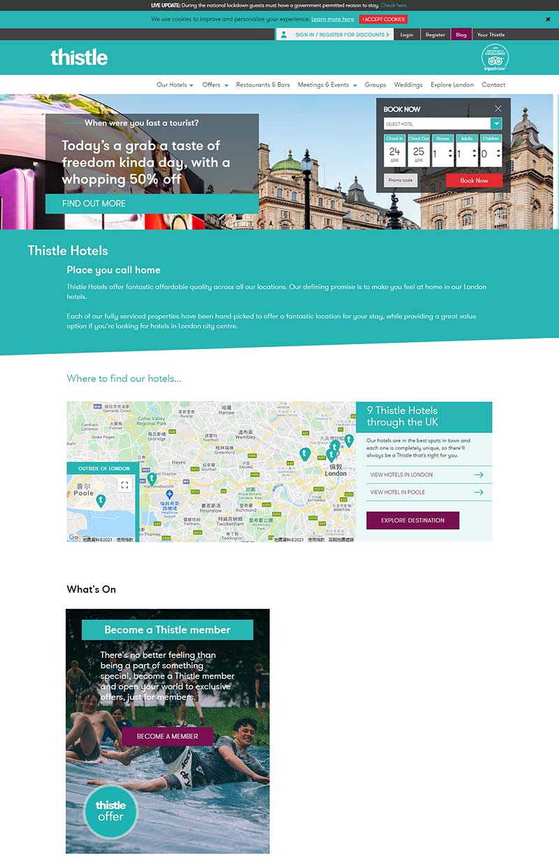 Thistle Hotels 英国西斯尔酒店在线预订网站