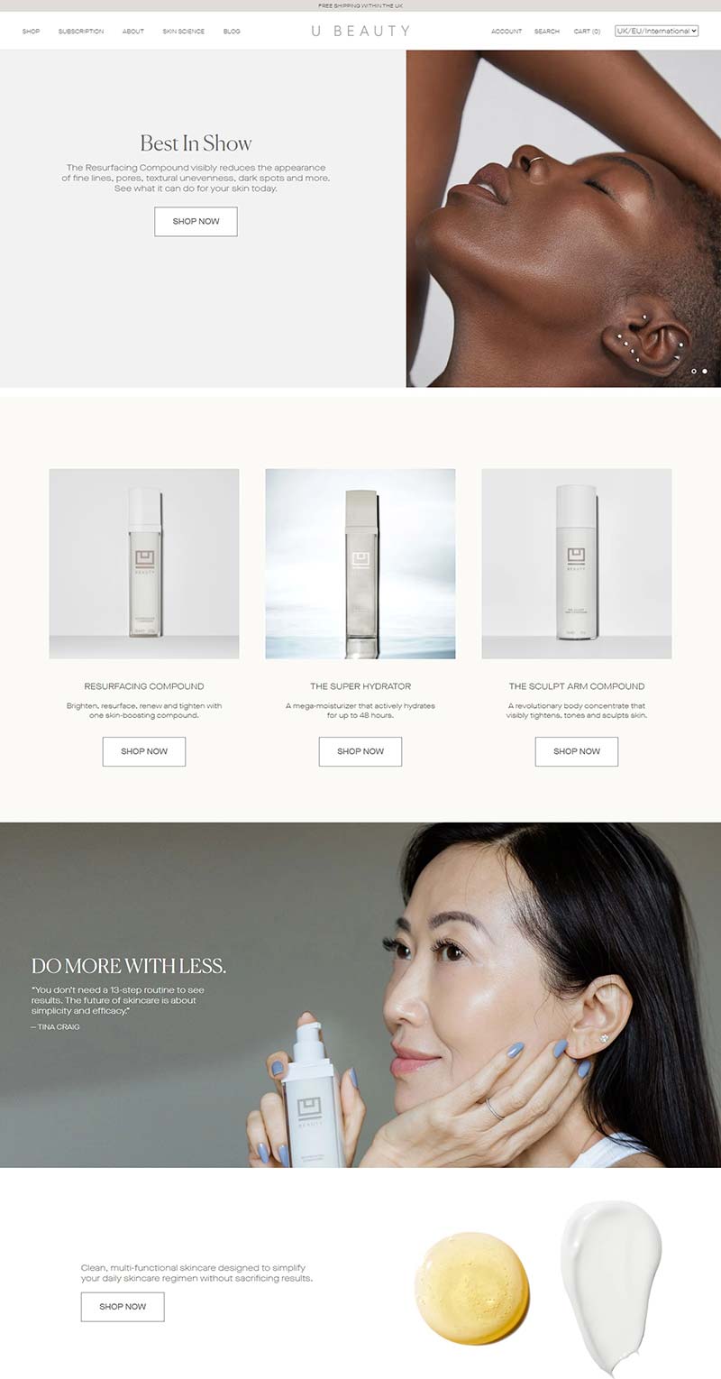 The U beauty UK 英国小众高奢护肤品牌网站