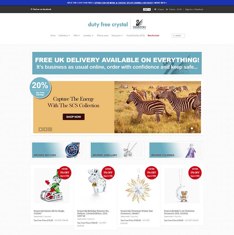 Duty Free Crystal 英国施华洛世奇免税珠宝购物网站