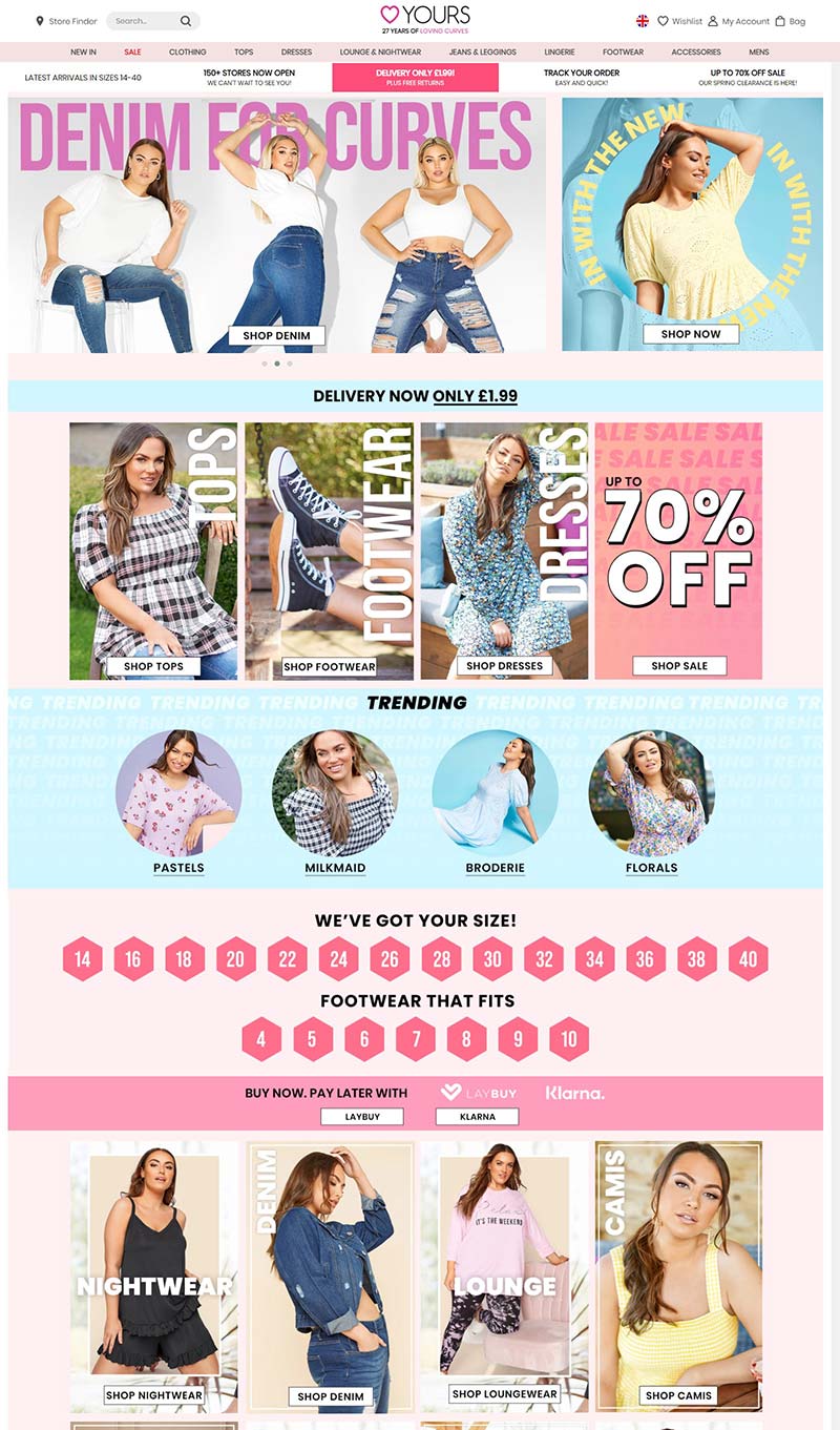 Yours Clothing 英国大码女装品牌购物网站