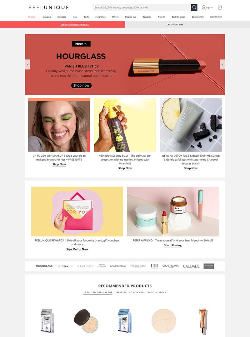 FeelUnique US 英国品牌护肤品美国官网