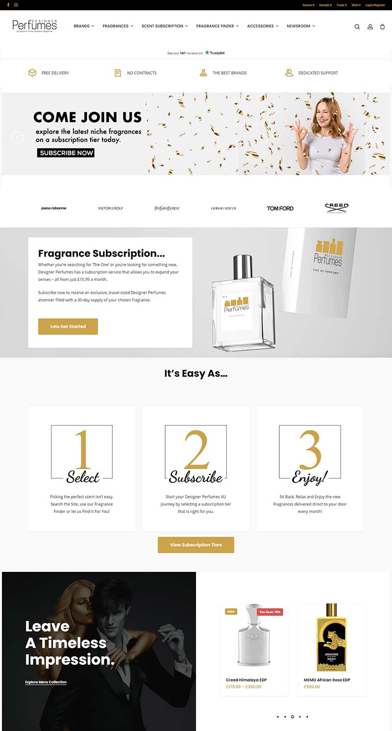 Designer Perfumes 4 U 英国香水品牌购物网站