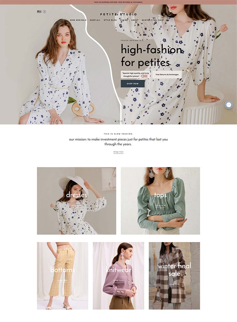 Petite Studio 美国高端女装品牌网站