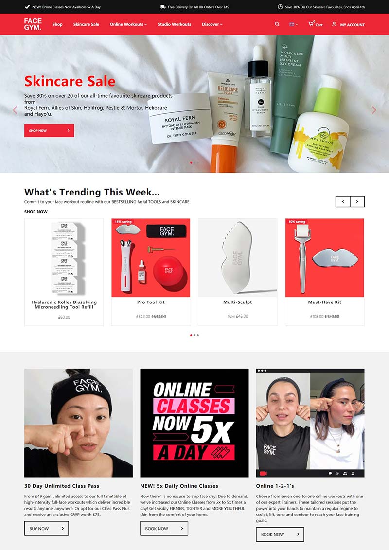 FaceGym 英国面部健身品牌网站
