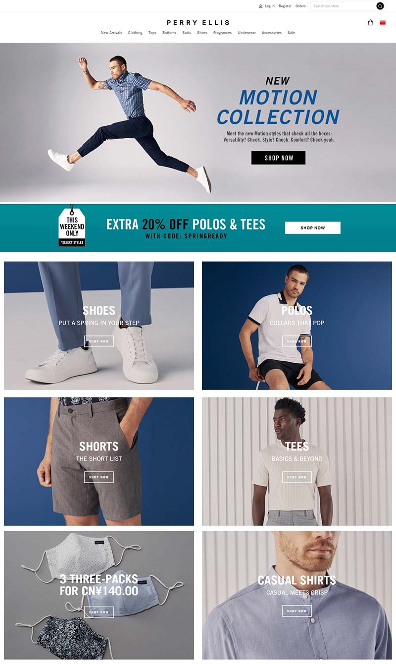 Perry Ellis 美国设计师服饰品牌网站